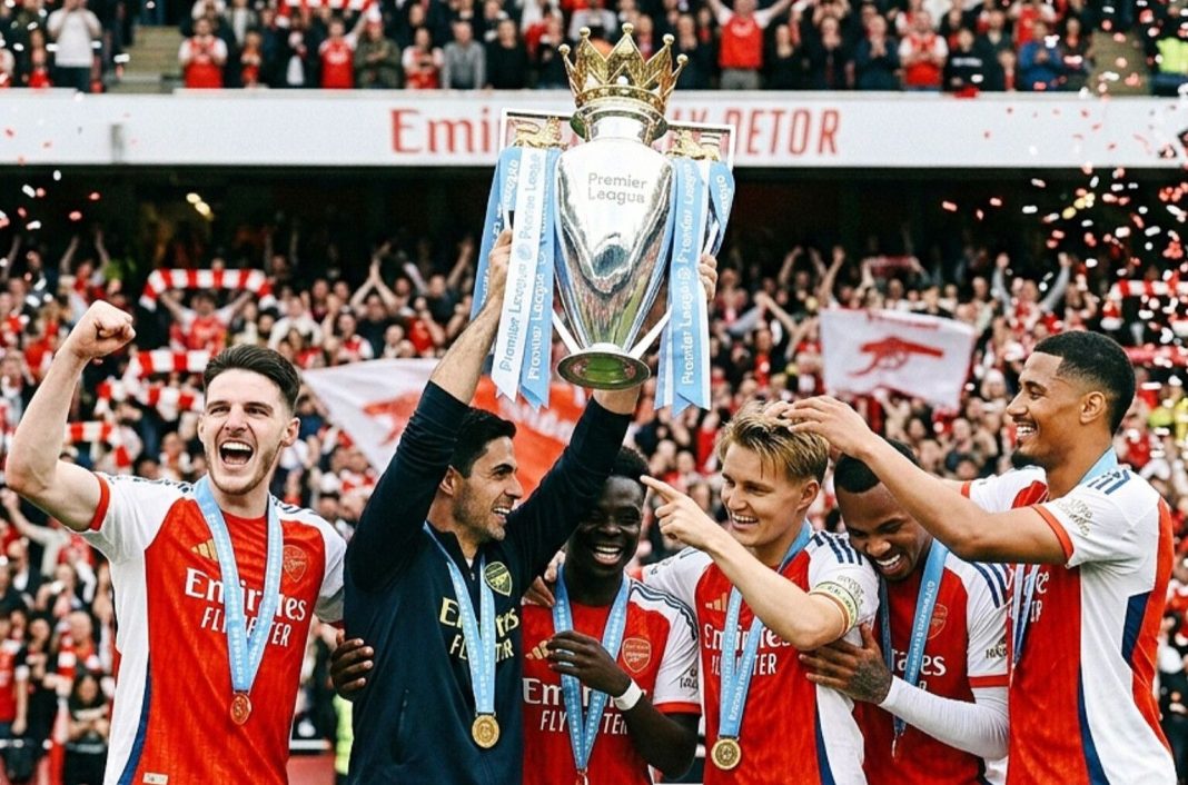 Arsenal wins its first Premier League title in 22 years after Man City draws with Bournemouth