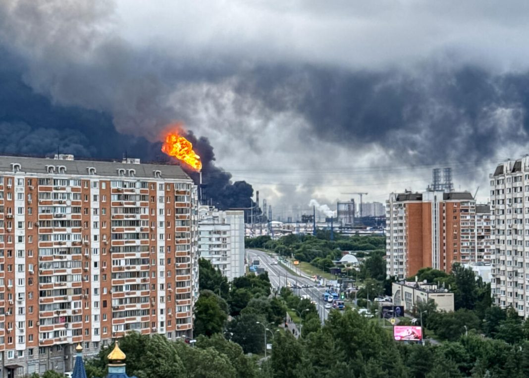 Ukrainian drones set Moscow refinery ablaze in major attack on Russia