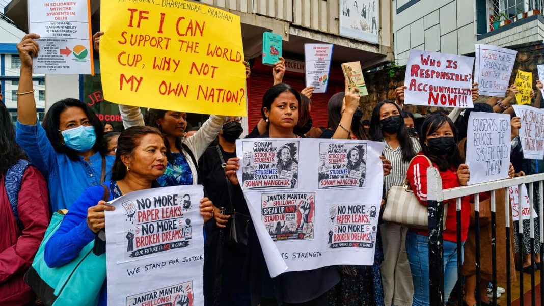 Shillong students stage protest, express solidarity with Wangchuk