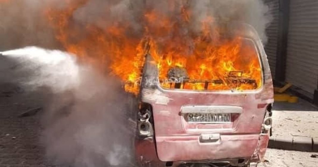 Explosions rock Damascus, wounding 4, as French President Macron visits Syria