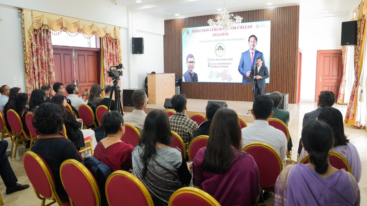 Chief Minister Conrad K. Sangma addresses CMLEAD fellows at the induction ceremony in Shillong.